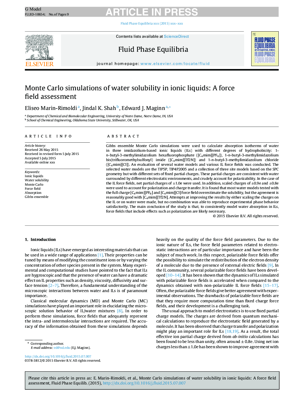 Monte Carlo simulations of water solubility in ionic liquids: A force field assessment