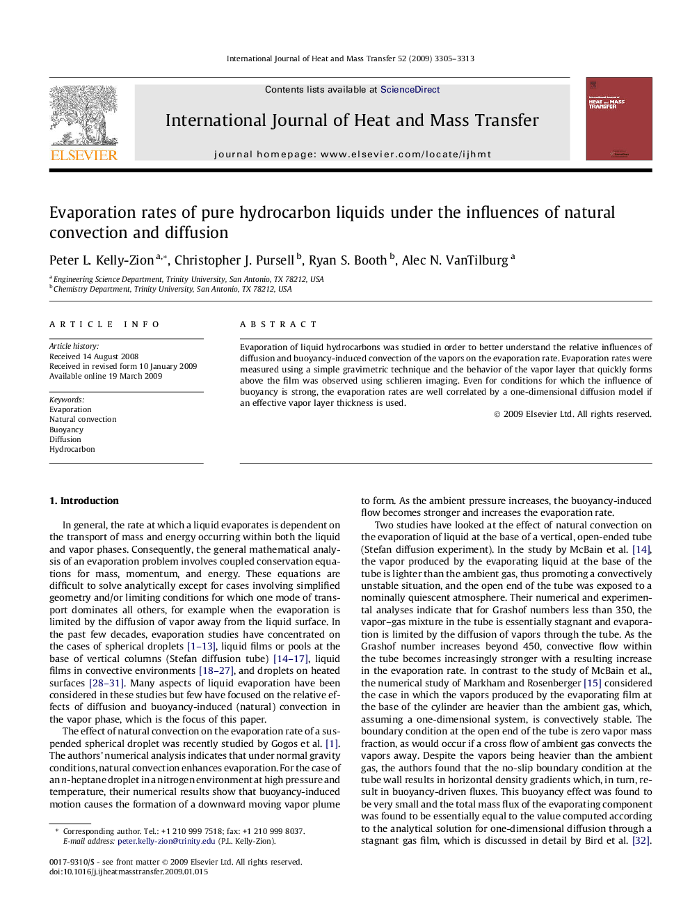 Evaporation rates of pure hydrocarbon liquids under the influences of natural convection and diffusion