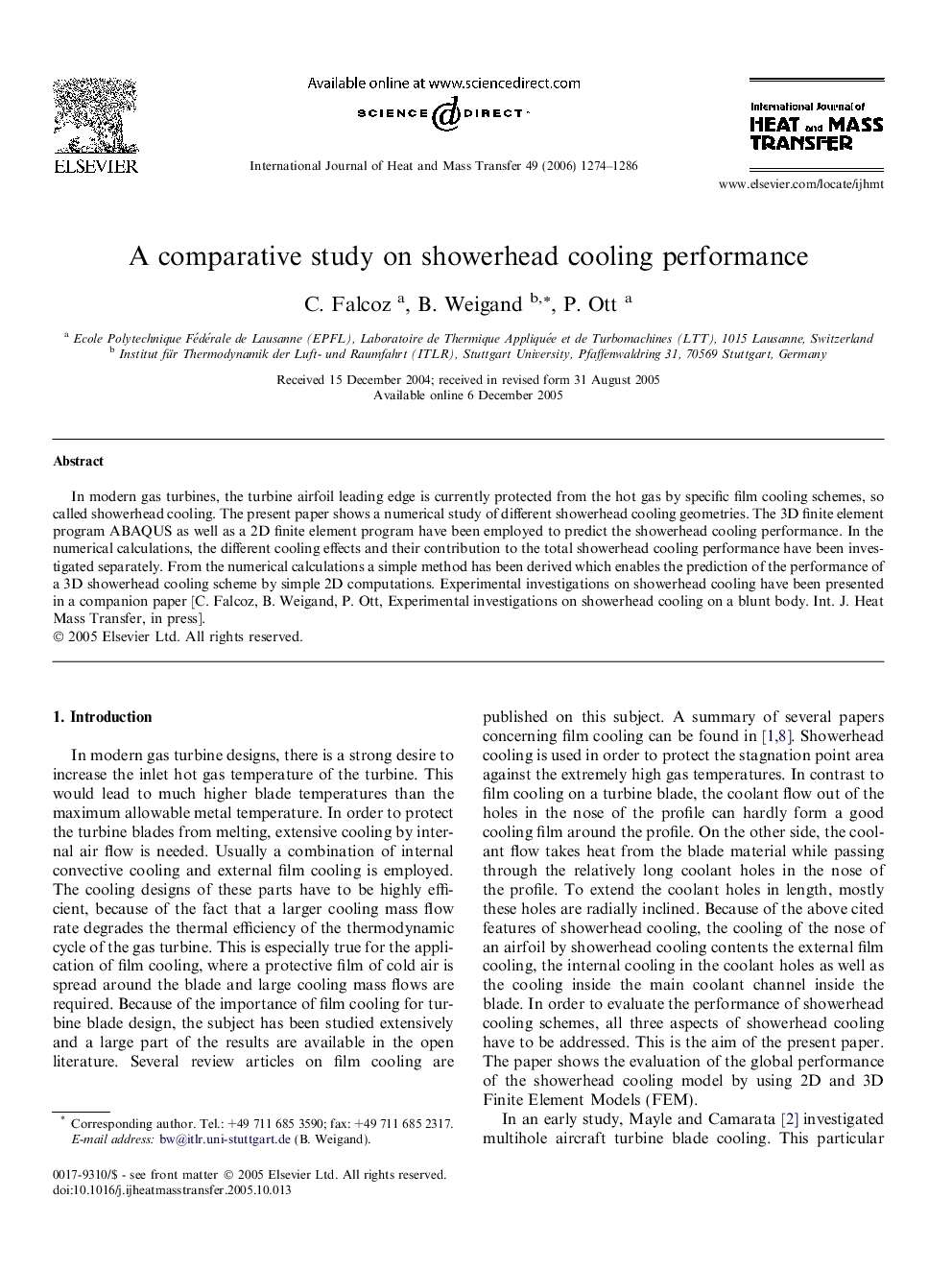 A comparative study on showerhead cooling performance