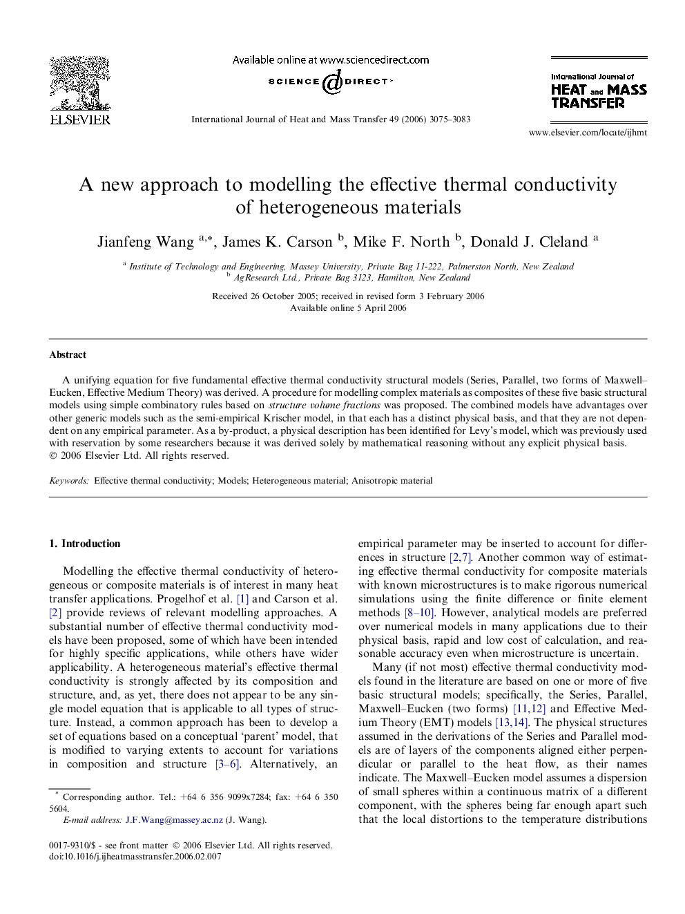 A new approach to modelling the effective thermal conductivity of heterogeneous materials