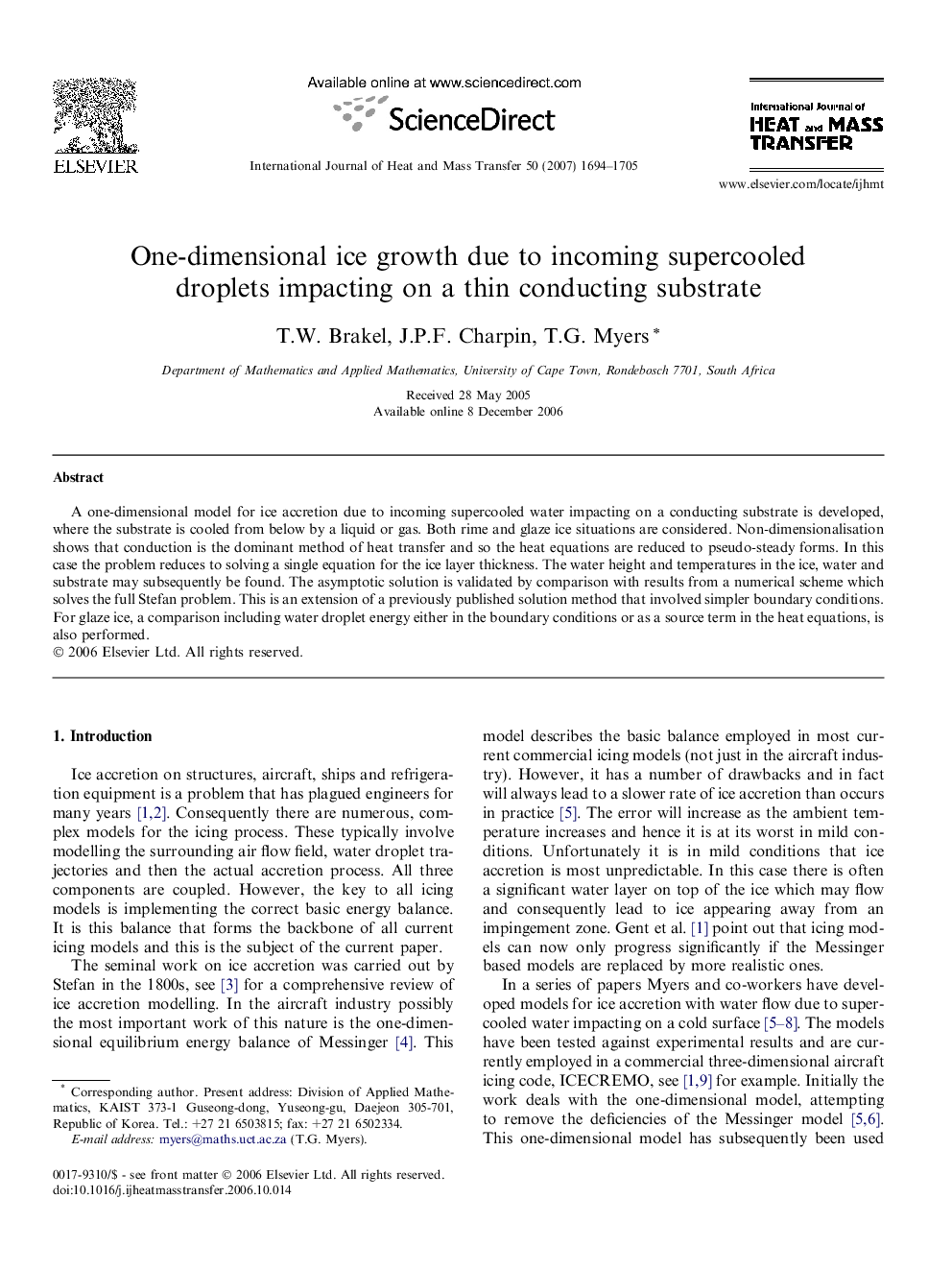 One-dimensional ice growth due to incoming supercooled droplets impacting on a thin conducting substrate