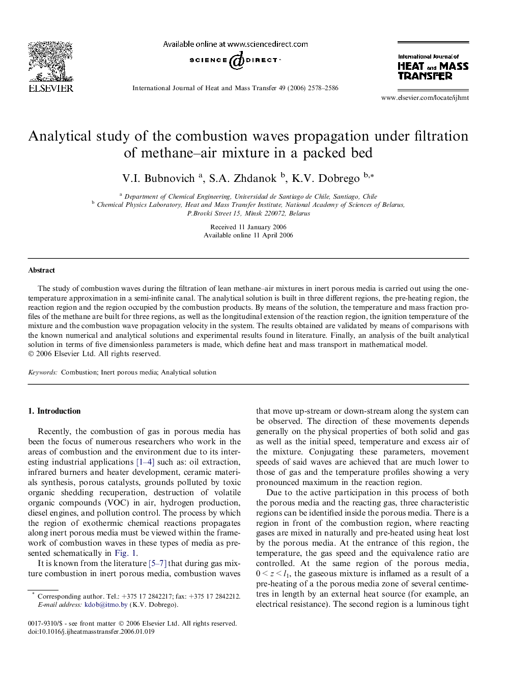 Analytical study of the combustion waves propagation under filtration of methane–air mixture in a packed bed