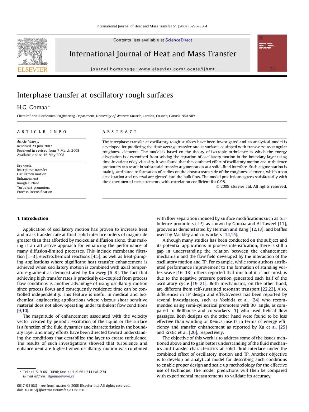 Interphase transfer at oscillatory rough surfaces