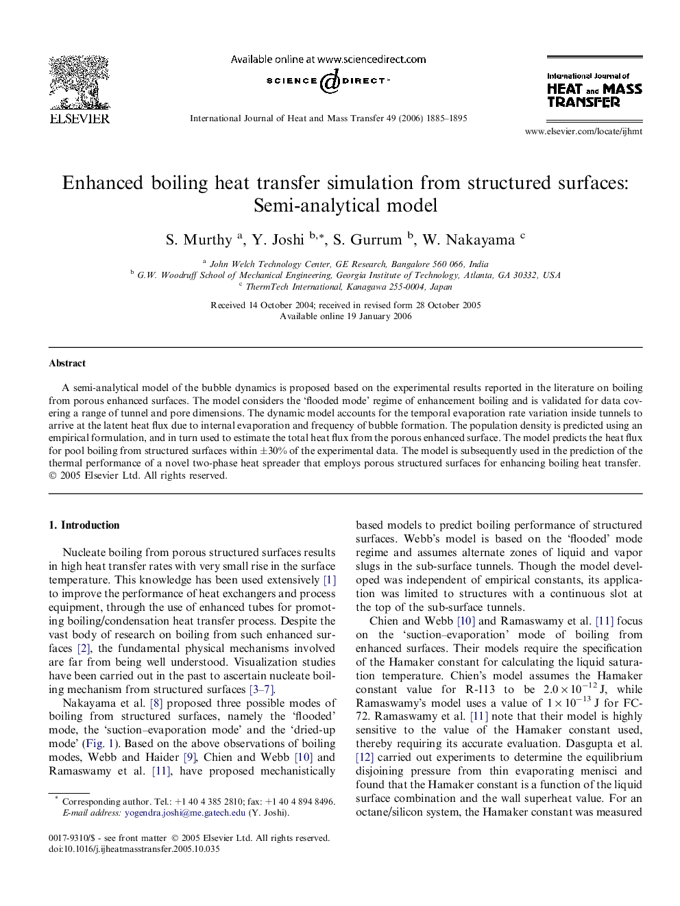 Enhanced boiling heat transfer simulation from structured surfaces: Semi-analytical model