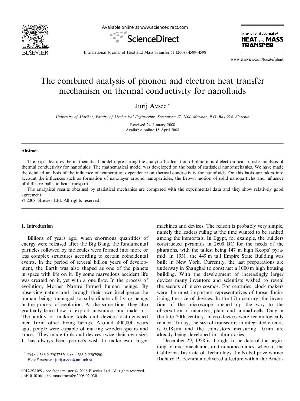 The combined analysis of phonon and electron heat transfer mechanism on thermal conductivity for nanofluids