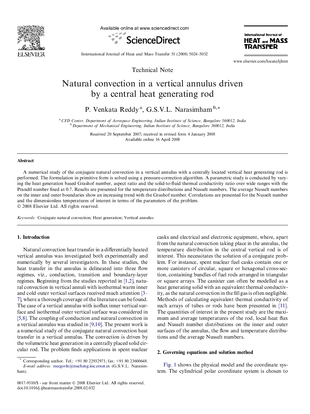 Natural convection in a vertical annulus driven by a central heat generating rod