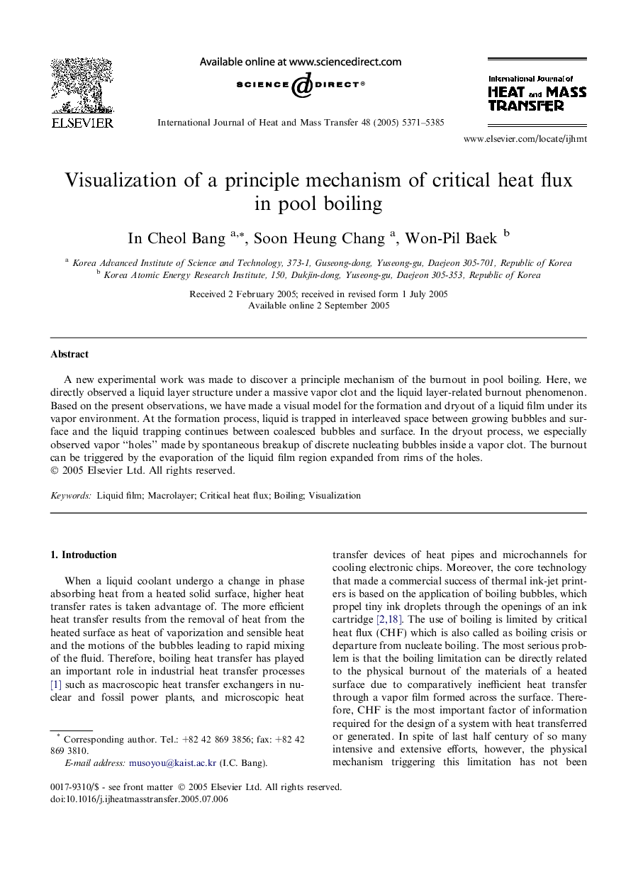 Visualization of a principle mechanism of critical heat flux in pool boiling