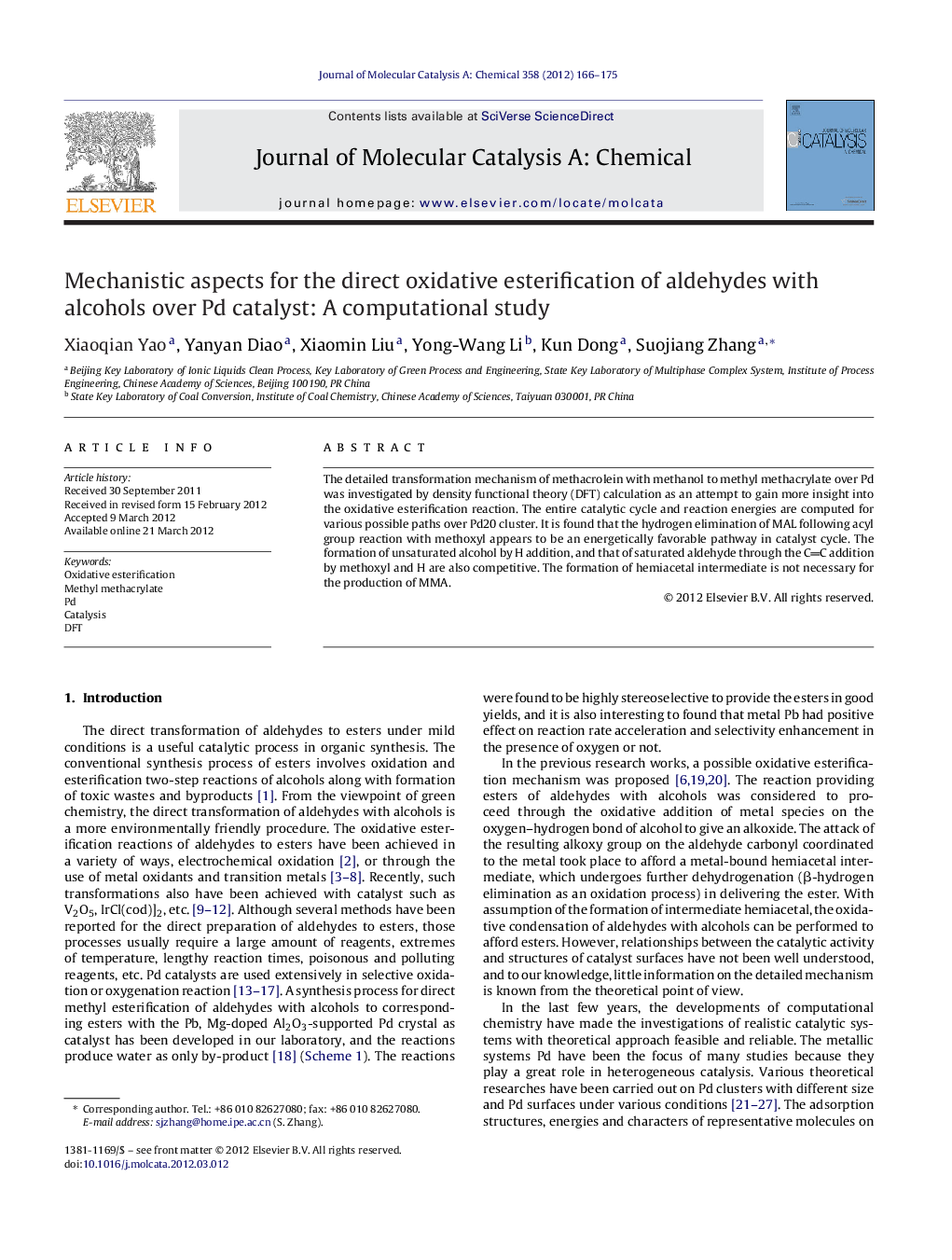 Mechanistic aspects for the direct oxidative esterification of aldehydes with alcohols over Pd catalyst: A computational study