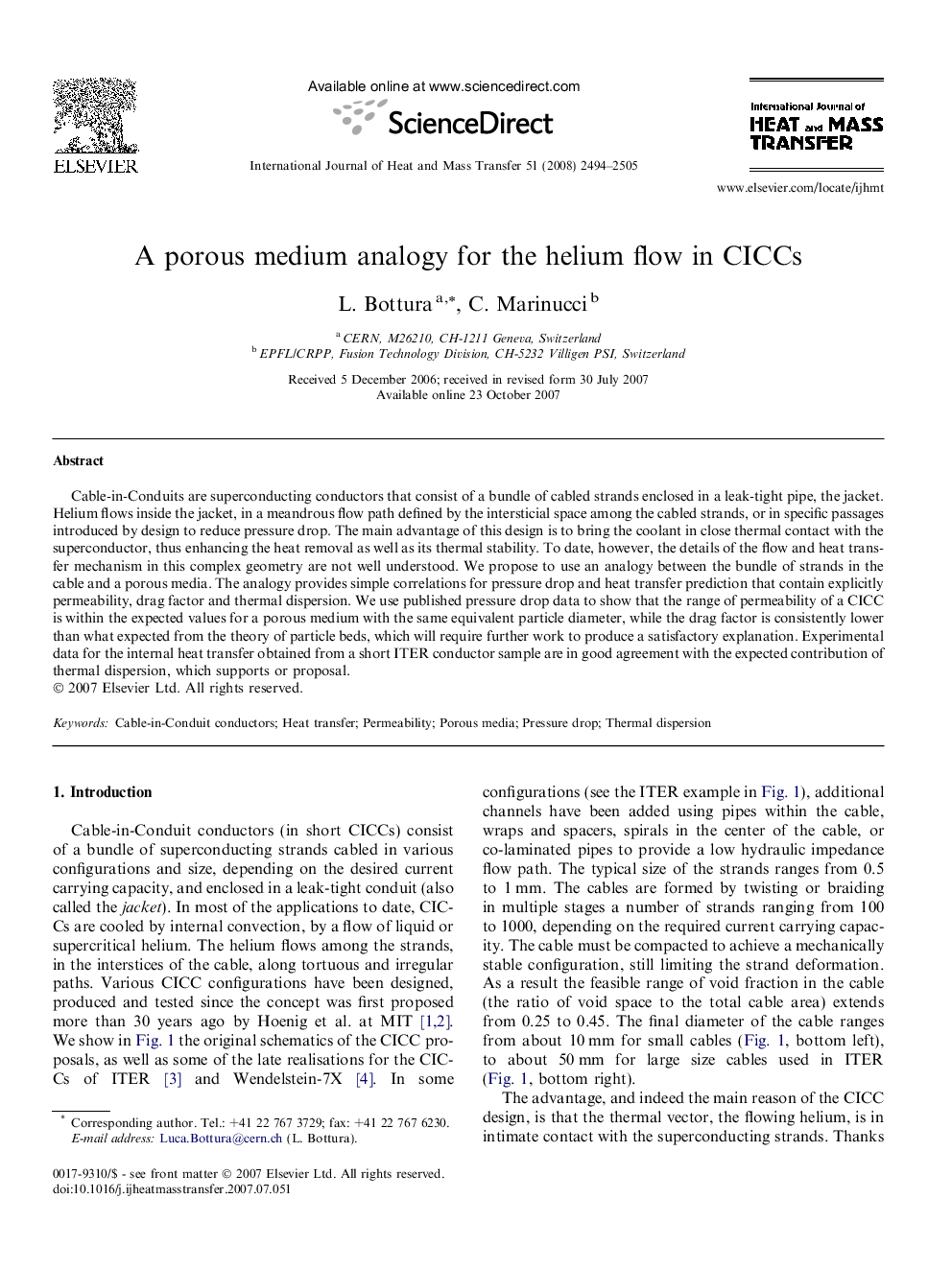 A porous medium analogy for the helium flow in CICCs