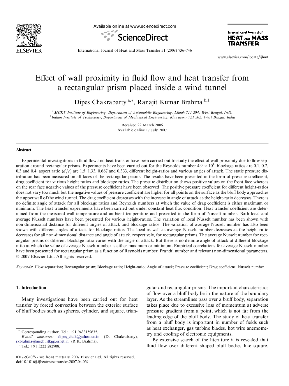 Effect of wall proximity in fluid flow and heat transfer from a rectangular prism placed inside a wind tunnel