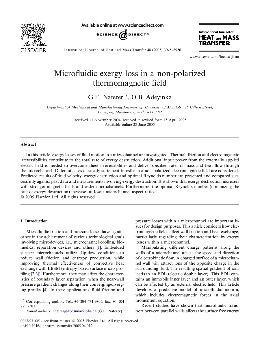 Microfluidic exergy loss in a non-polarized thermomagnetic field