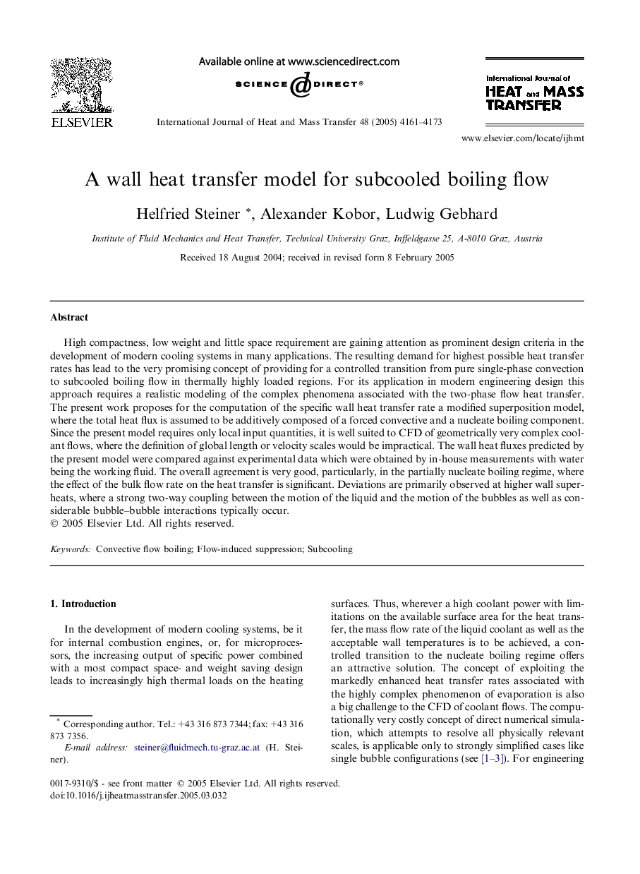 A wall heat transfer model for subcooled boiling flow