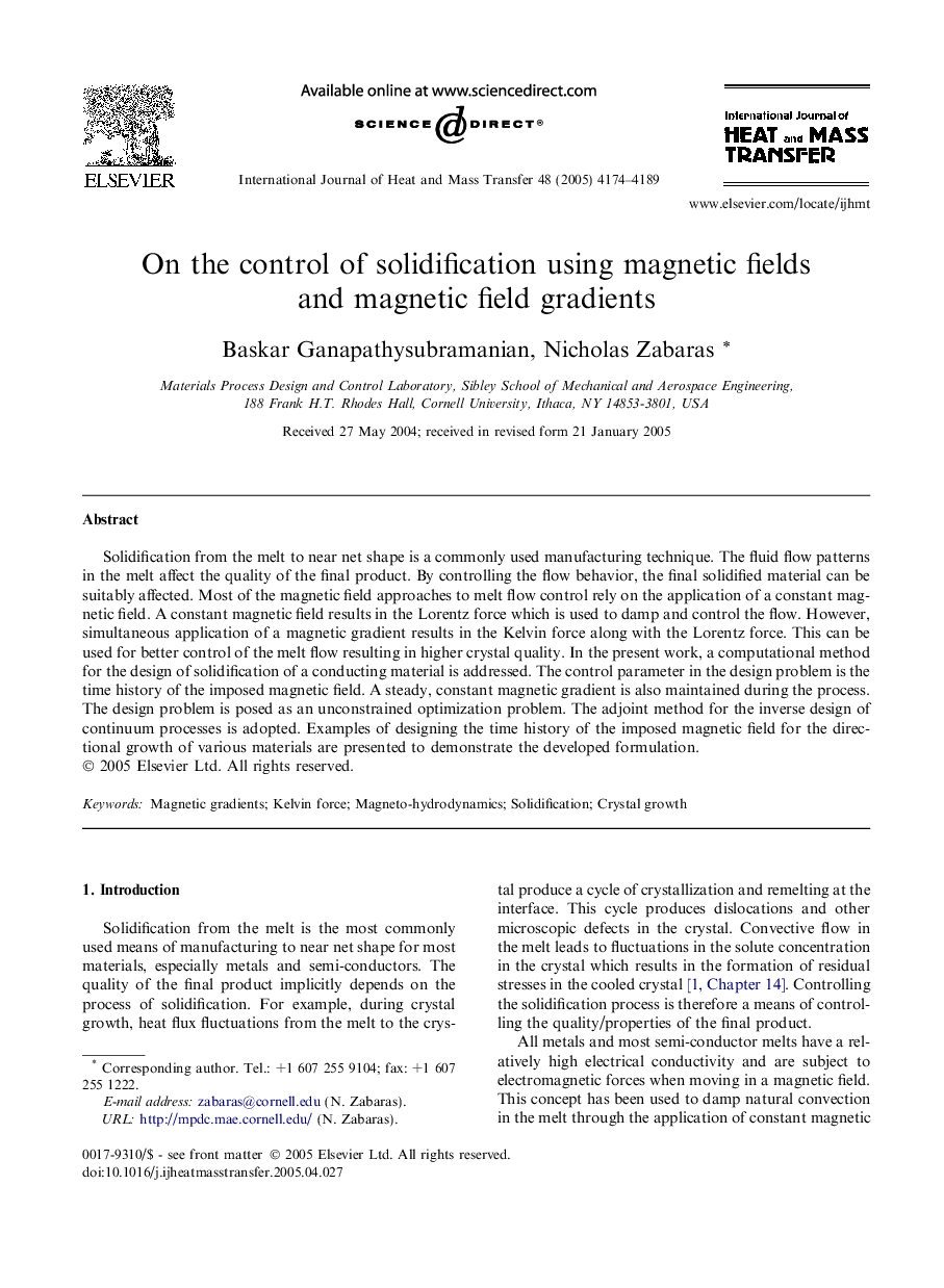 On the control of solidification using magnetic fields and magnetic field gradients