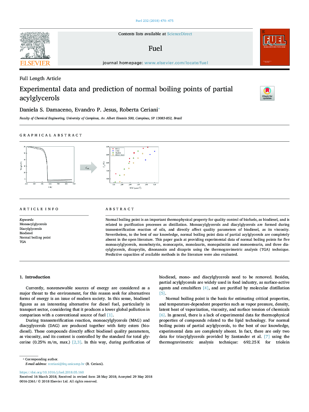 Experimental data and prediction of normal boiling points of partial acylglycerols