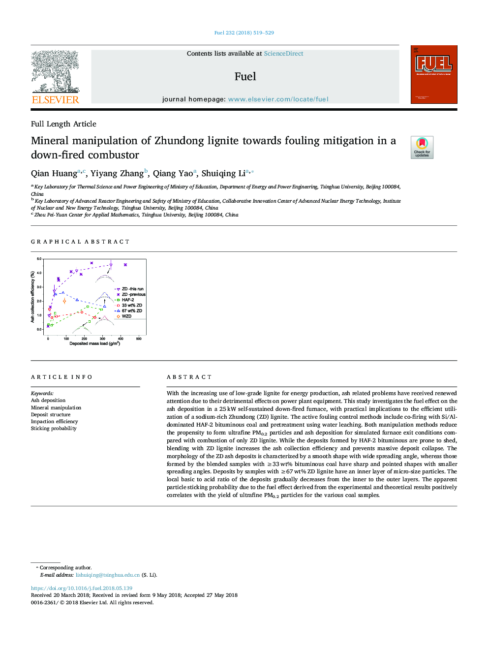 Mineral manipulation of Zhundong lignite towards fouling mitigation in a down-fired combustor