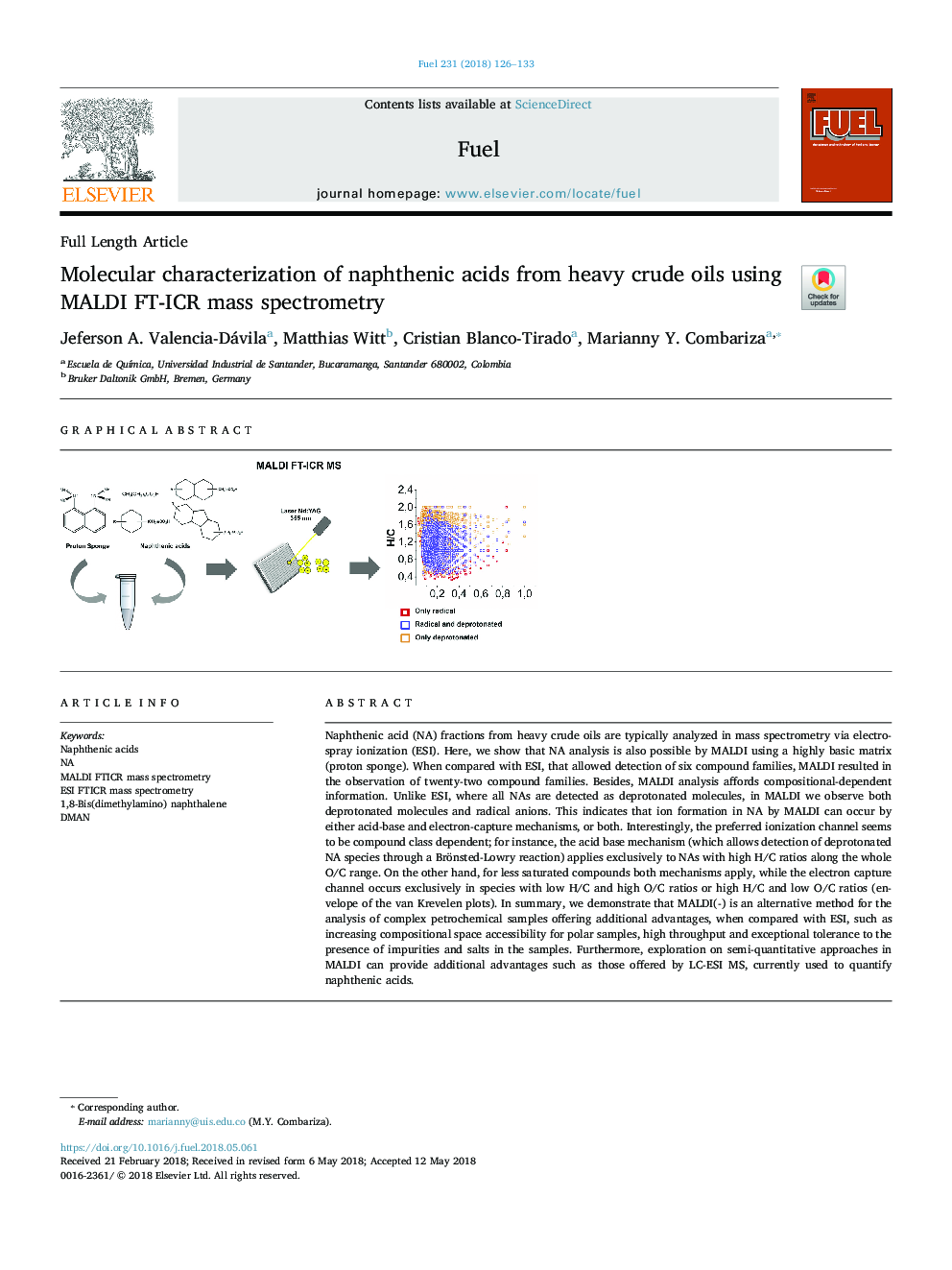 Molecular characterization of naphthenic acids from heavy crude oils using MALDI FT-ICR mass spectrometry