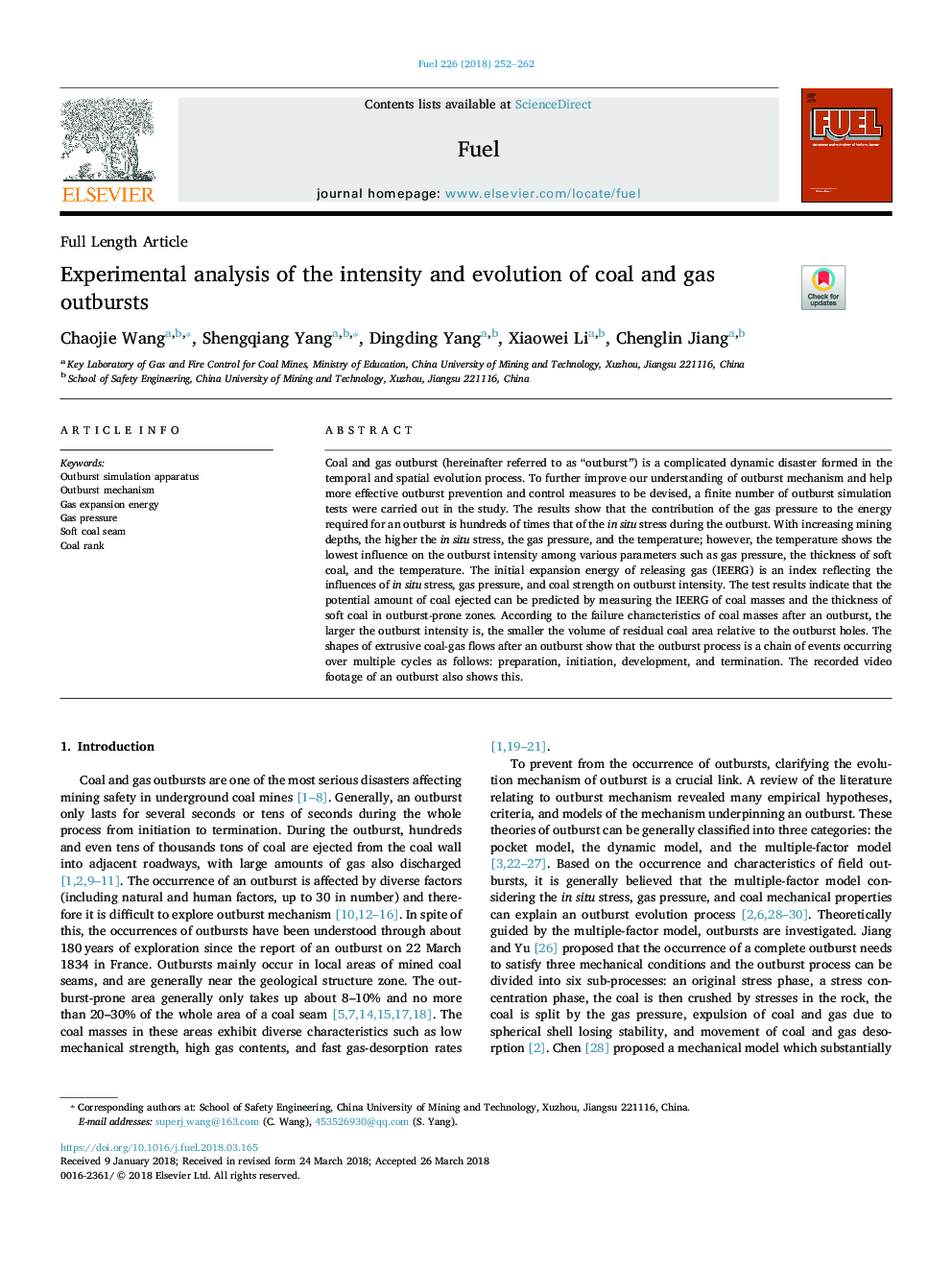 Experimental analysis of the intensity and evolution of coal and gas outbursts