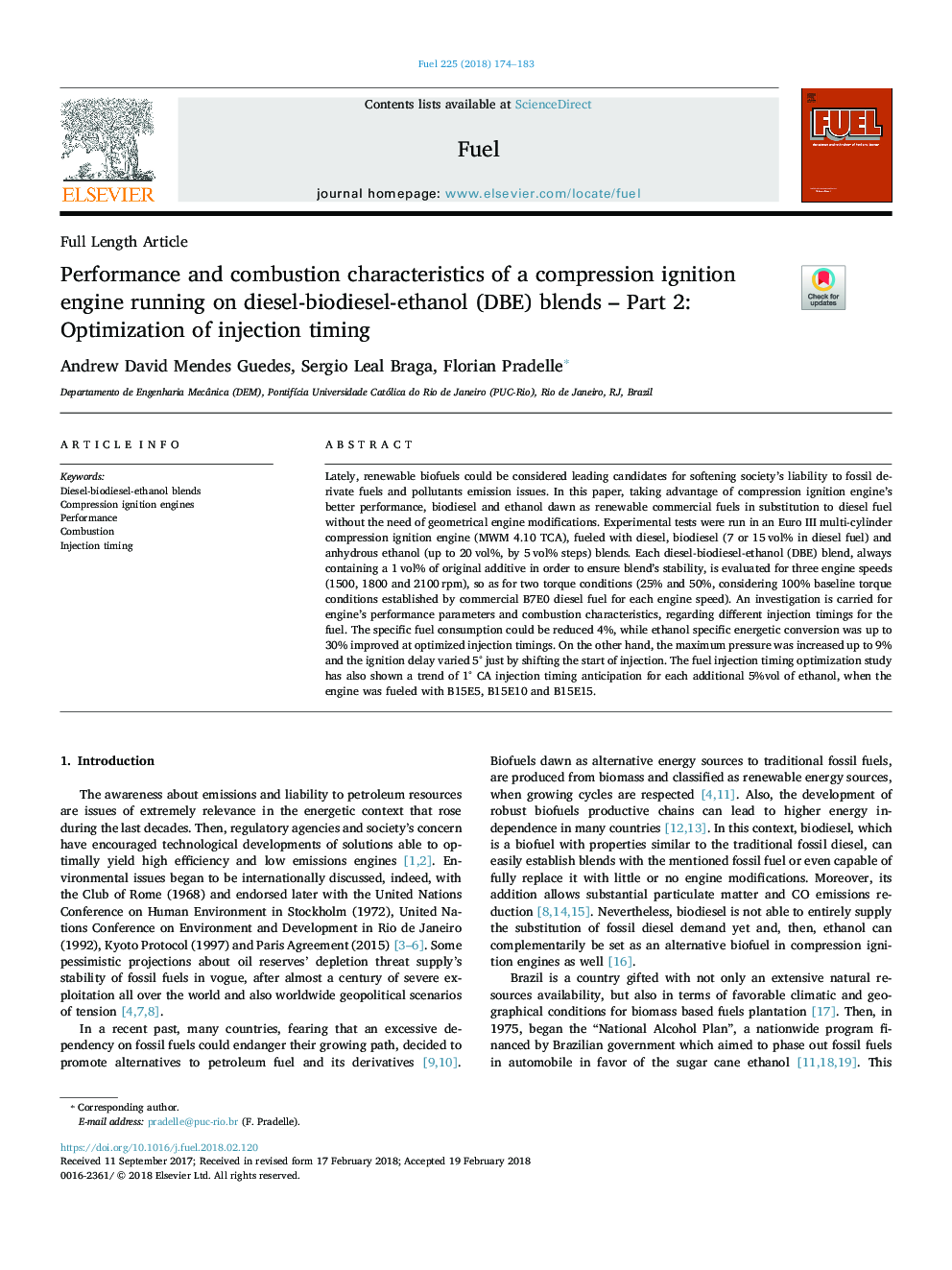 Performance and combustion characteristics of a compression ignition engine running on diesel-biodiesel-ethanol (DBE) blends - Part 2: Optimization of injection timing