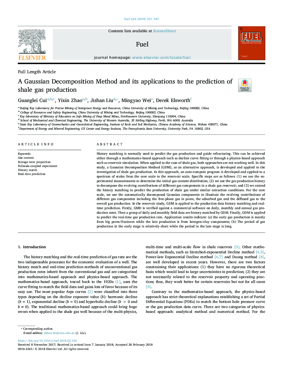 A Gaussian Decomposition Method and its applications to the prediction of shale gas production