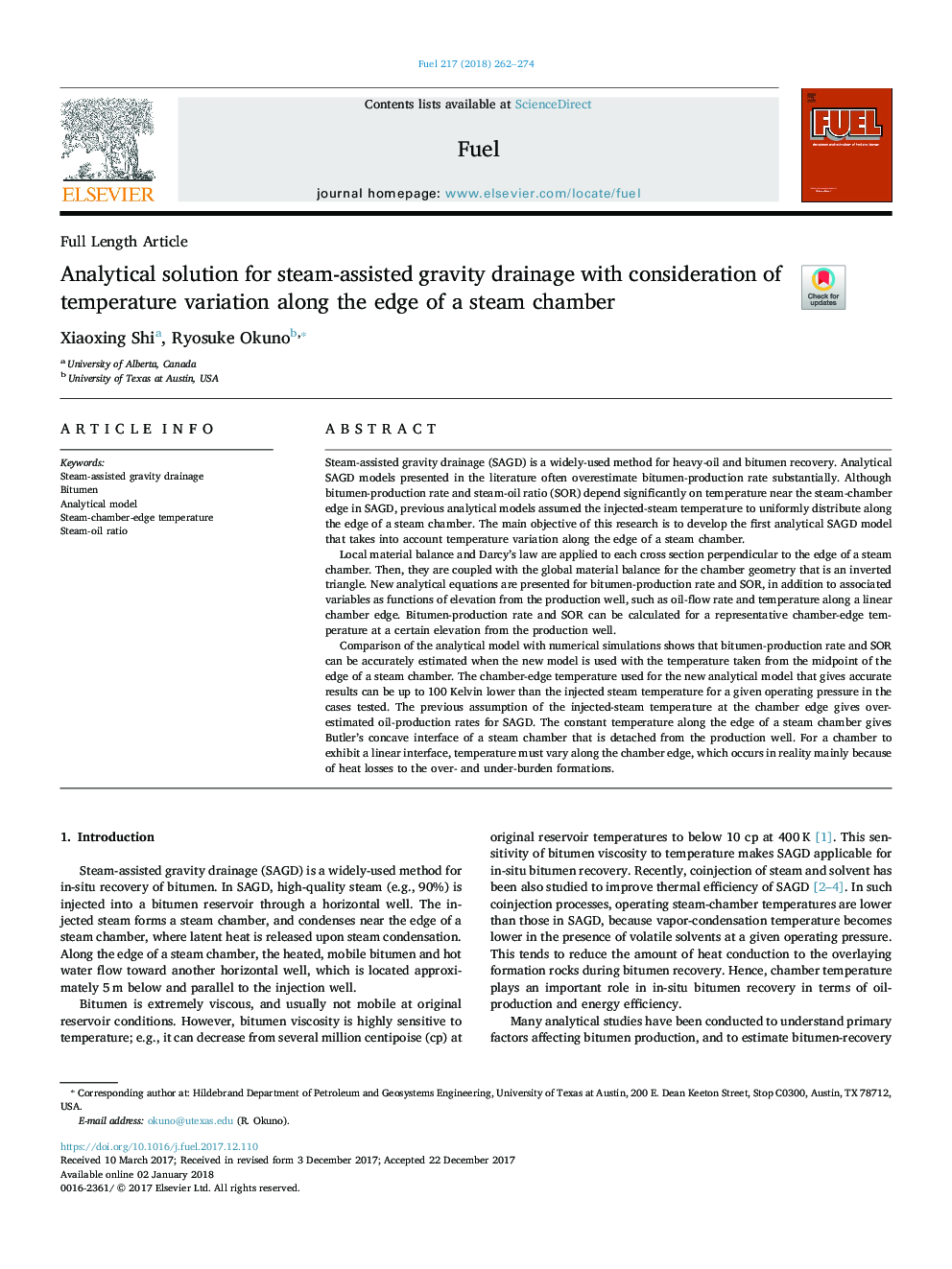 Analytical solution for steam-assisted gravity drainage with consideration of temperature variation along the edge of a steam chamber