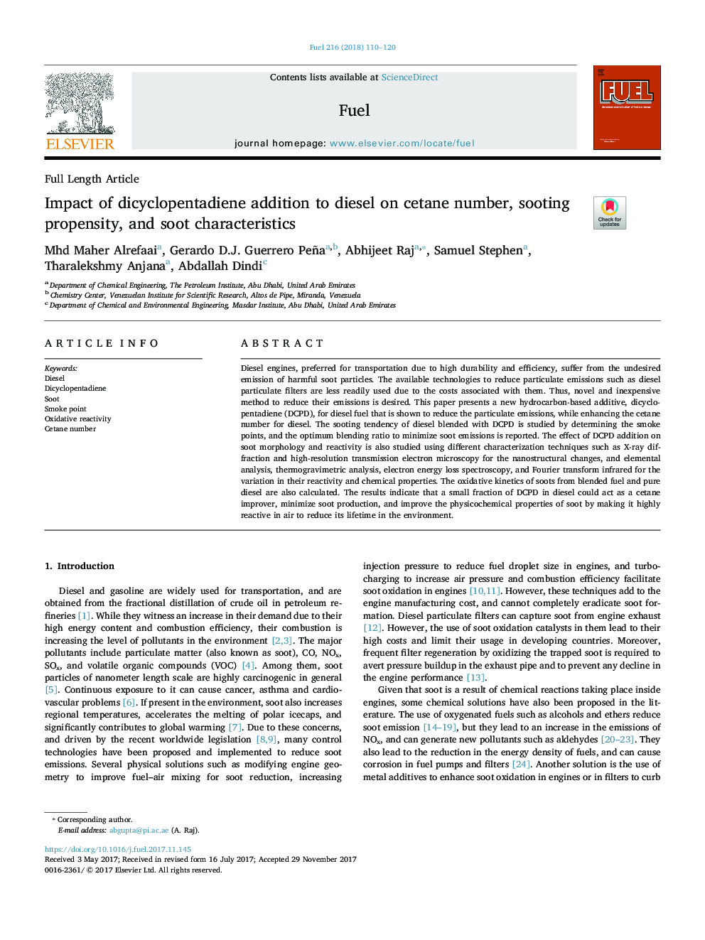 Impact of dicyclopentadiene addition to diesel on cetane number, sooting propensity, and soot characteristics