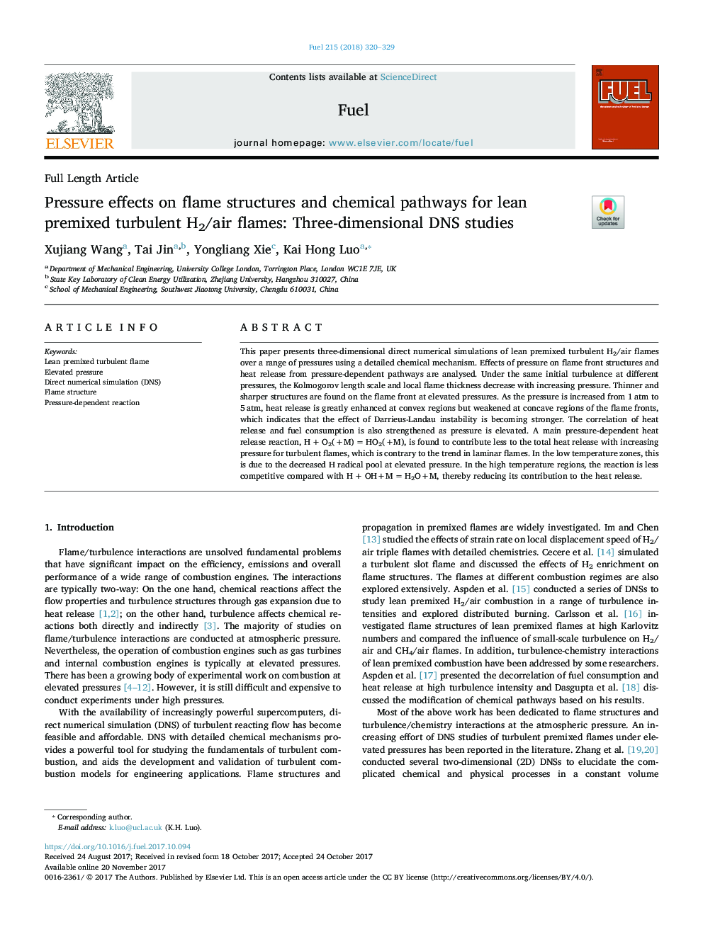 Pressure effects on flame structures and chemical pathways for lean premixed turbulent H2/air flames: Three-dimensional DNS studies