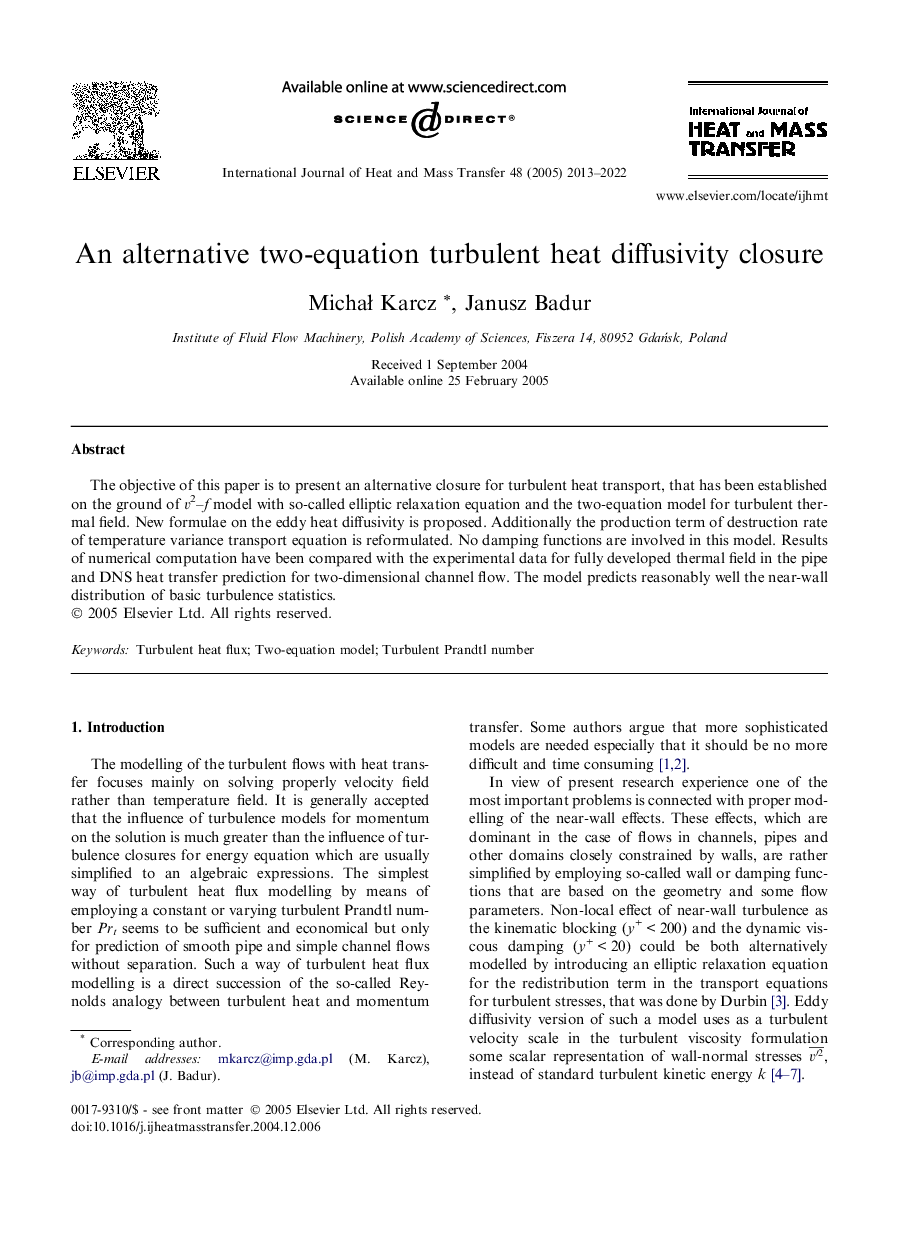 An alternative two-equation turbulent heat diffusivity closure