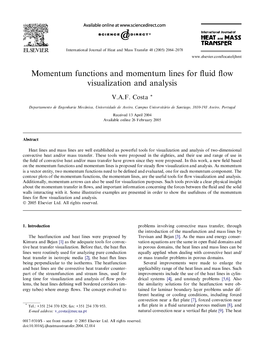 Momentum functions and momentum lines for fluid flow visualization and analysis