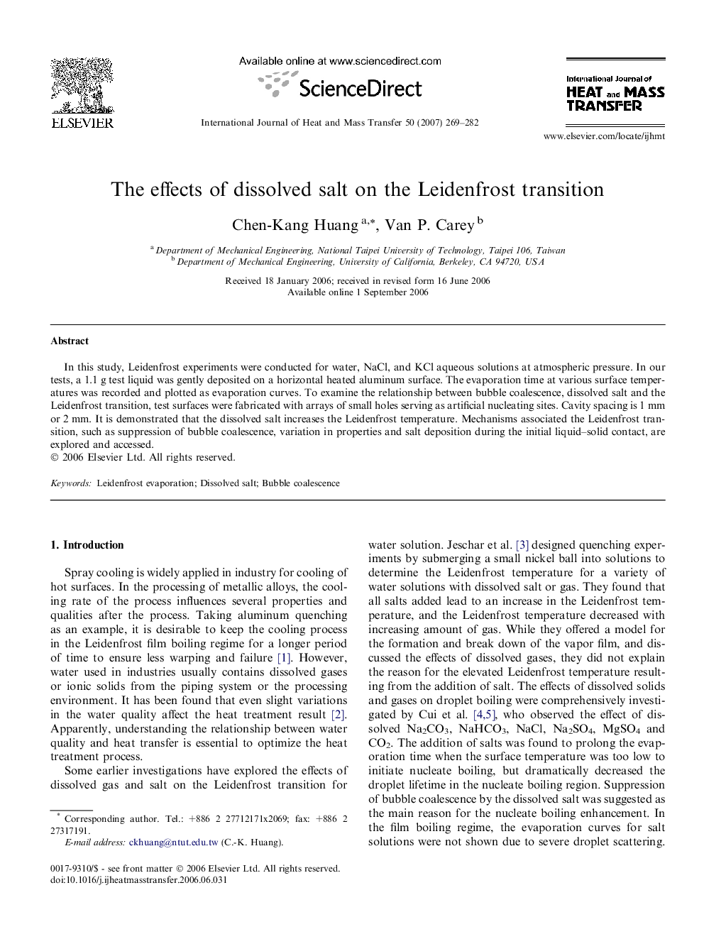 The effects of dissolved salt on the Leidenfrost transition