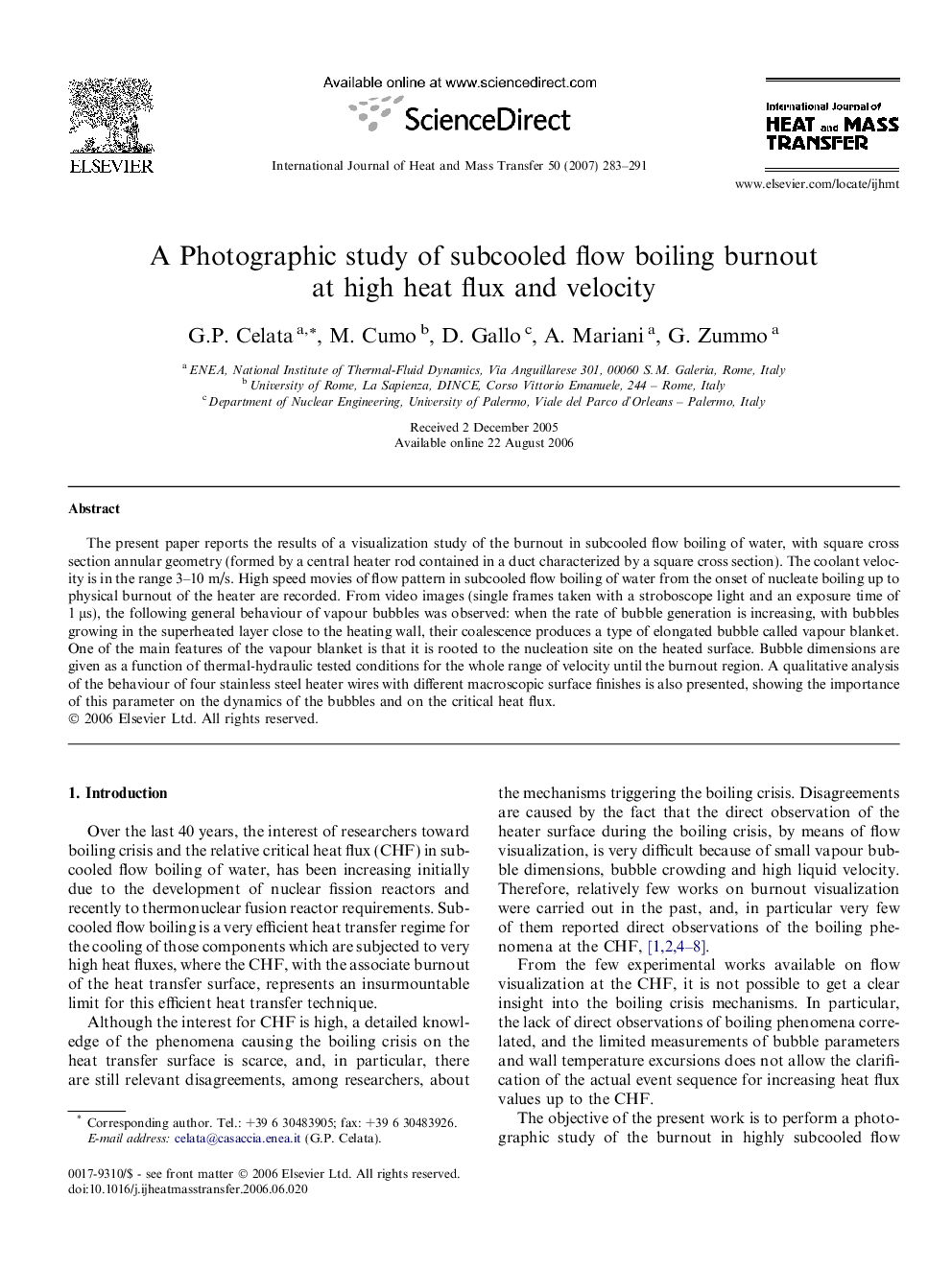 A Photographic study of subcooled flow boiling burnout at high heat flux and velocity