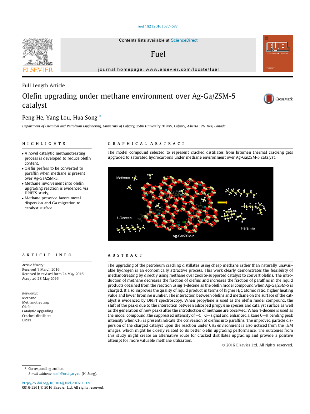 Olefin upgrading under methane environment over Ag-Ga/ZSM-5 catalyst