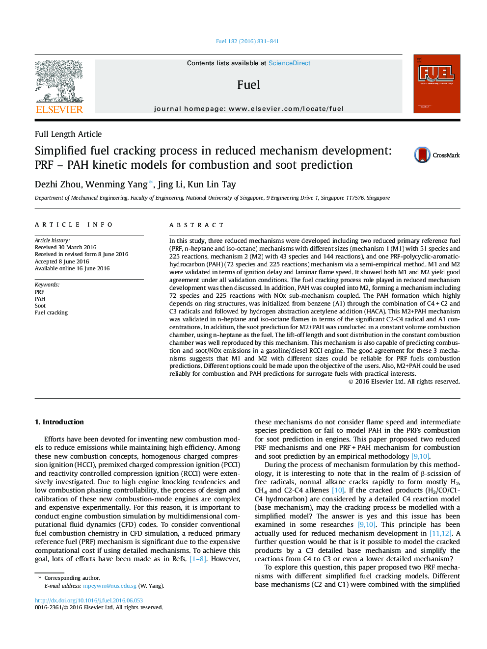 Simplified fuel cracking process in reduced mechanism development: PRF - PAH kinetic models for combustion and soot prediction