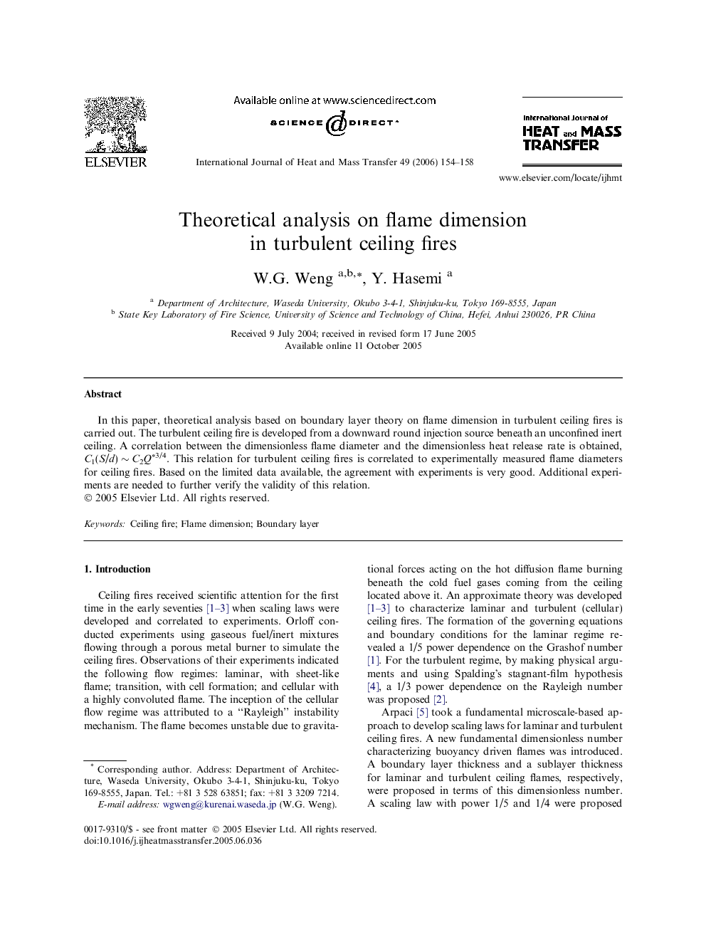 Theoretical analysis on flame dimension in turbulent ceiling fires