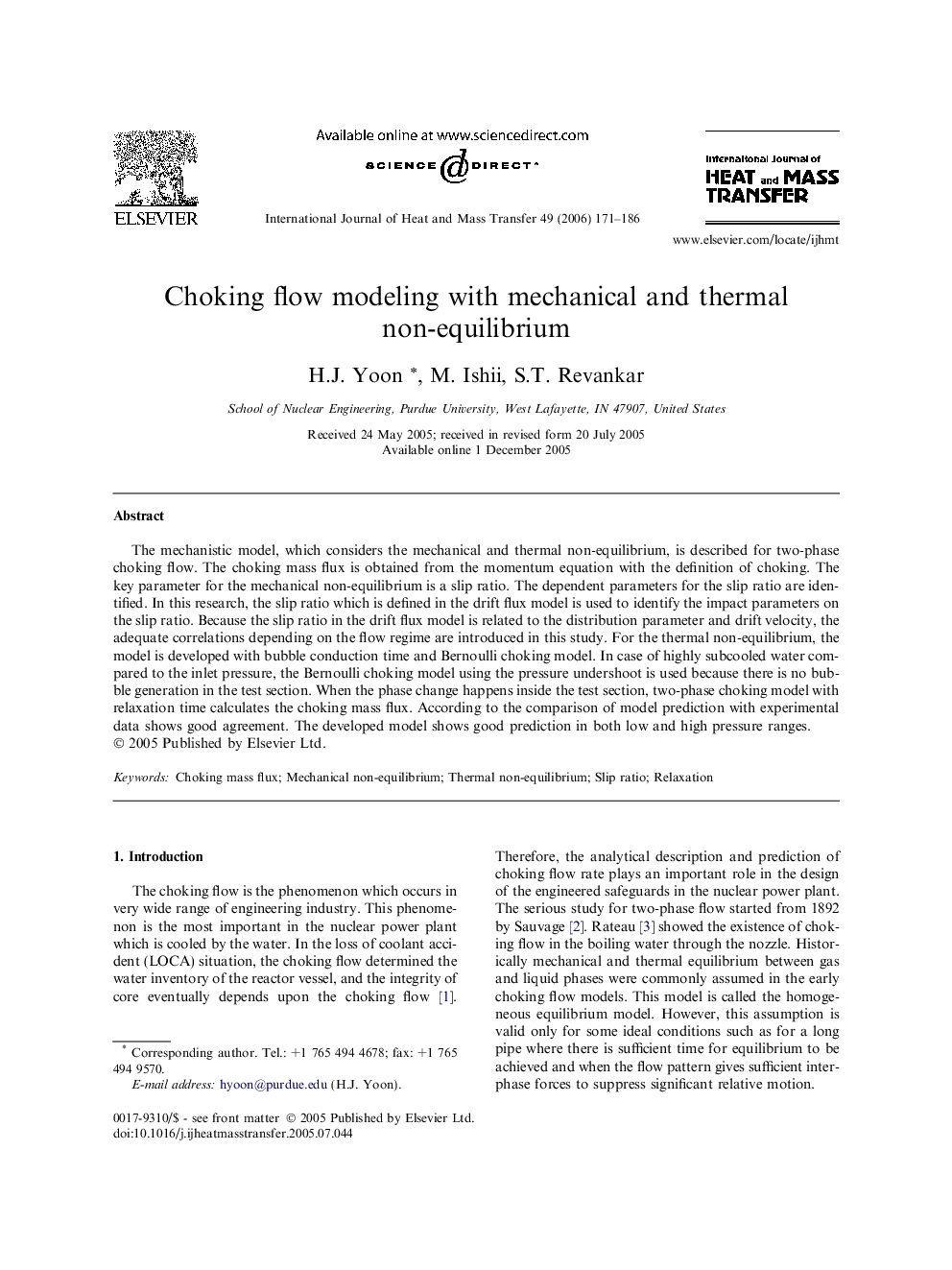 Choking flow modeling with mechanical and thermal non-equilibrium