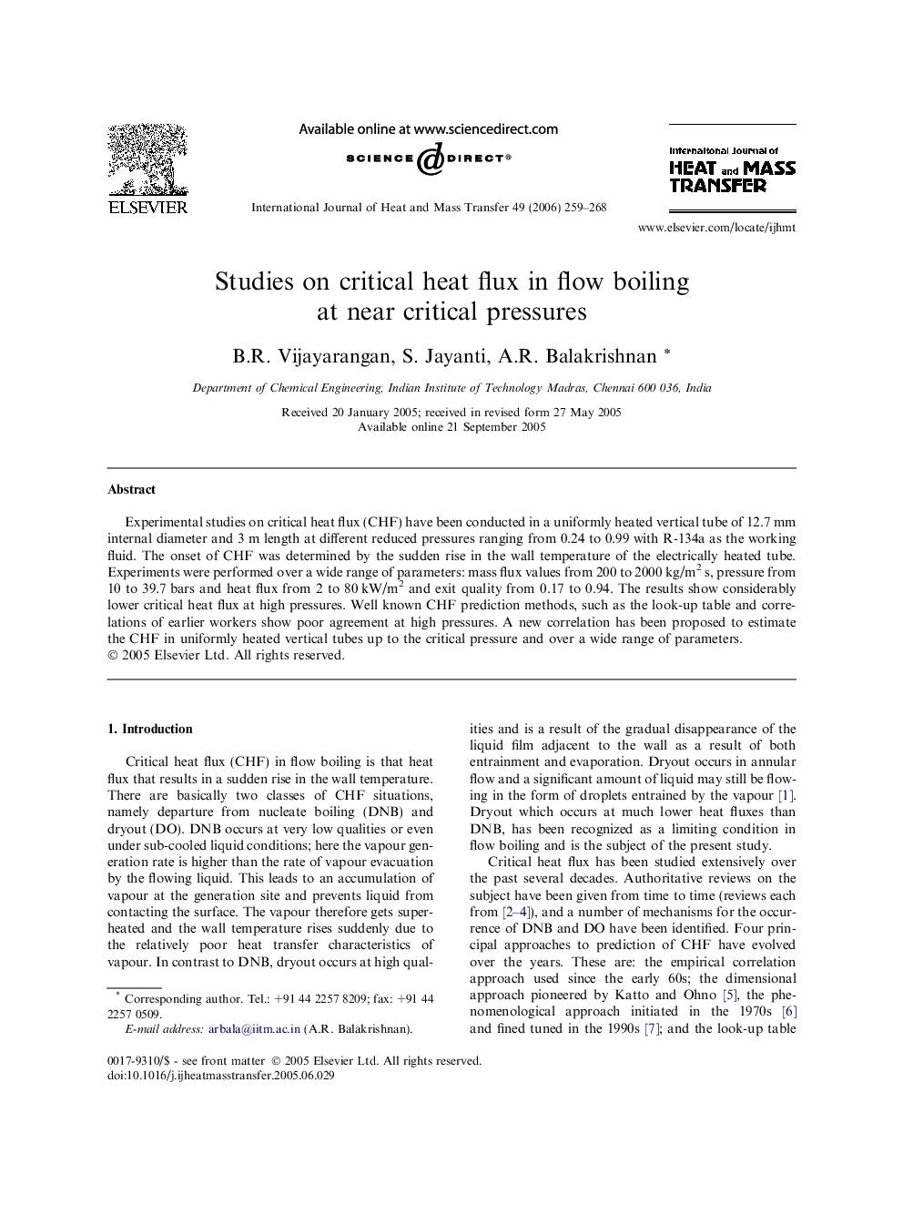 Studies on critical heat flux in flow boiling at near critical pressures