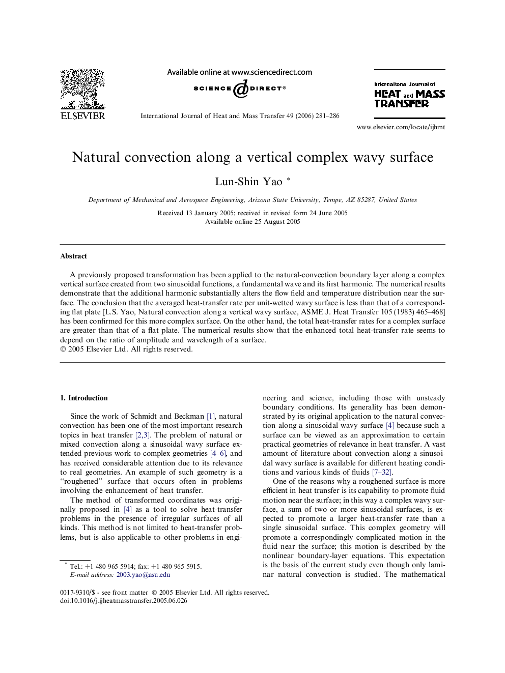 Natural convection along a vertical complex wavy surface