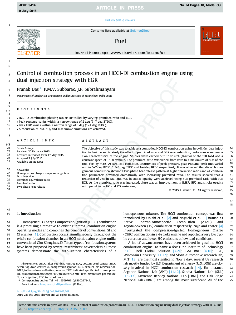 Control of combustion process in an HCCI-DI combustion engine using dual injection strategy with EGR