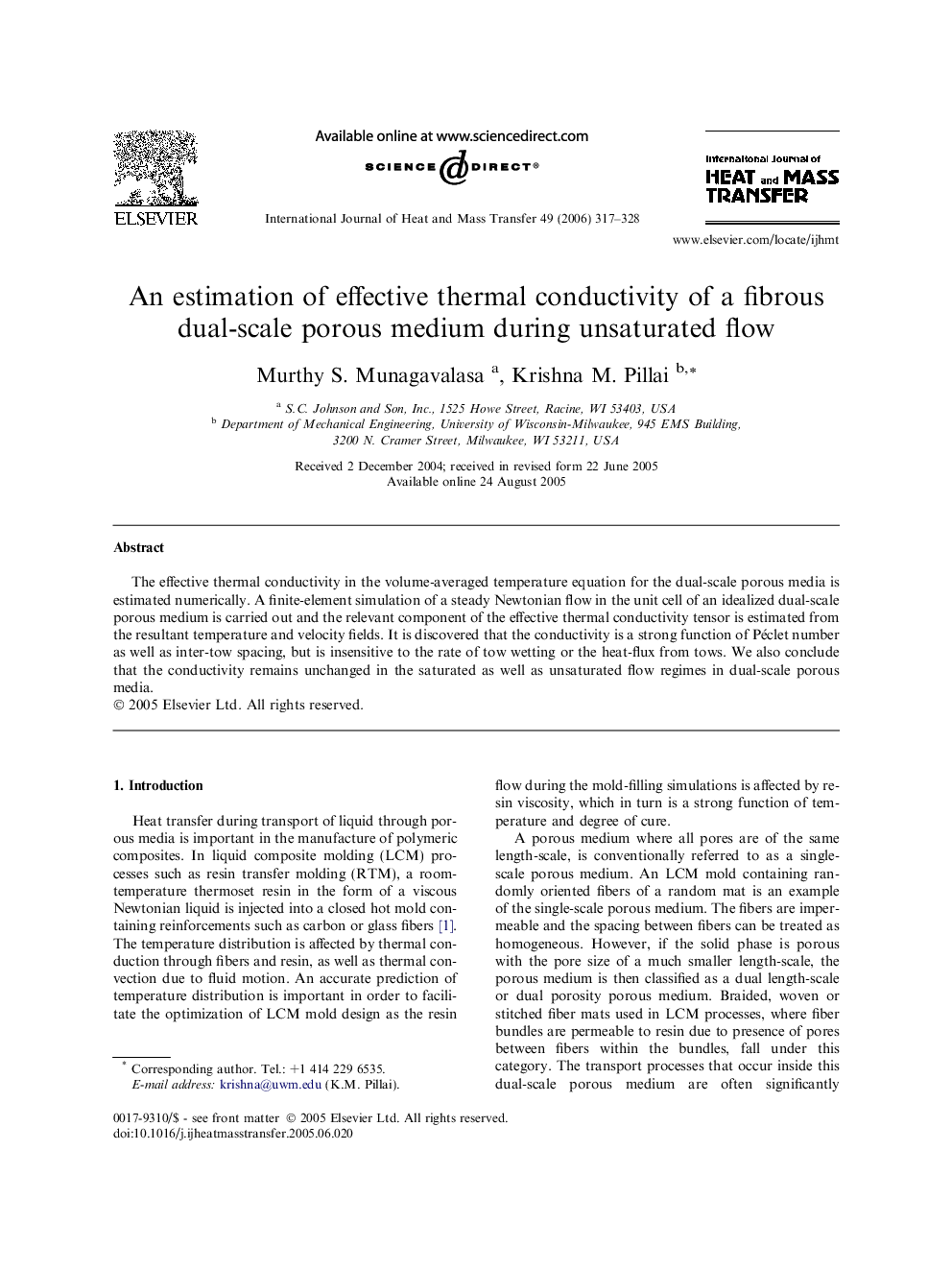 An estimation of effective thermal conductivity of a fibrous dual-scale porous medium during unsaturated flow