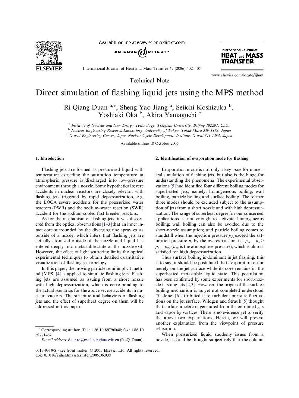 Direct simulation of flashing liquid jets using the MPS method