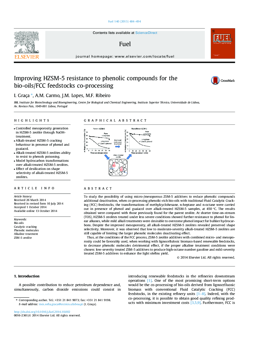 Improving HZSM-5 resistance to phenolic compounds for the bio-oils/FCC feedstocks co-processing