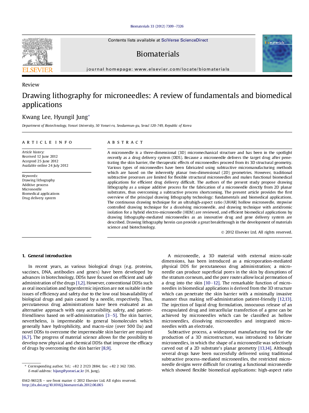 Drawing lithography for microneedles: A review of fundamentals and biomedical applications