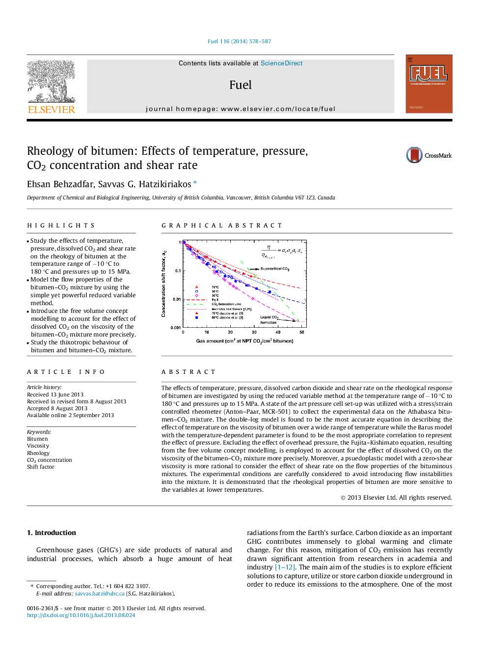 Rheology of bitumen: Effects of temperature, pressure, CO2 concentration and shear rate