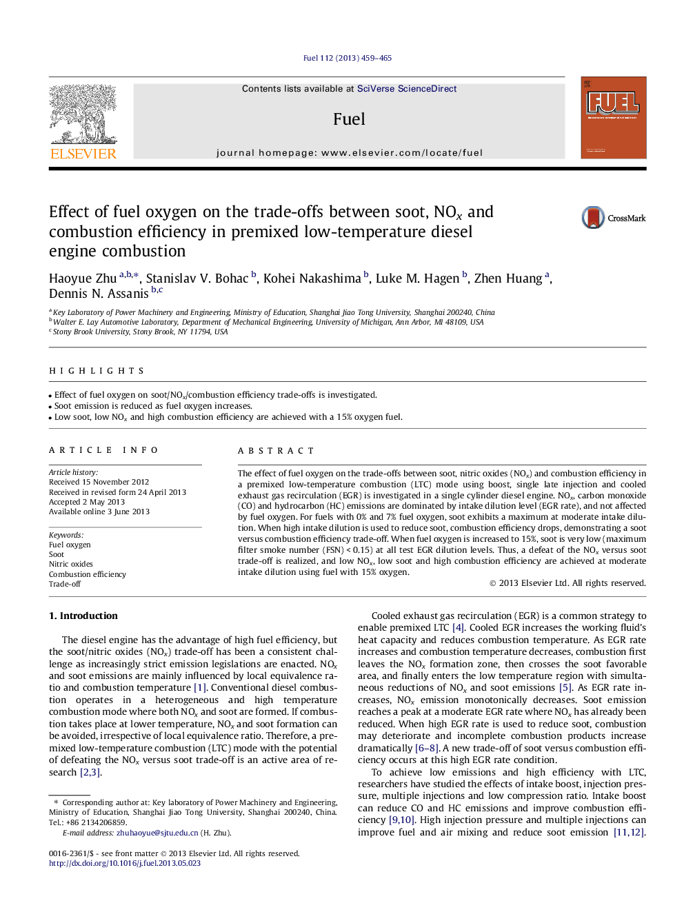 Effect of fuel oxygen on the trade-offs between soot, NOx and combustion efficiency in premixed low-temperature diesel engine combustion