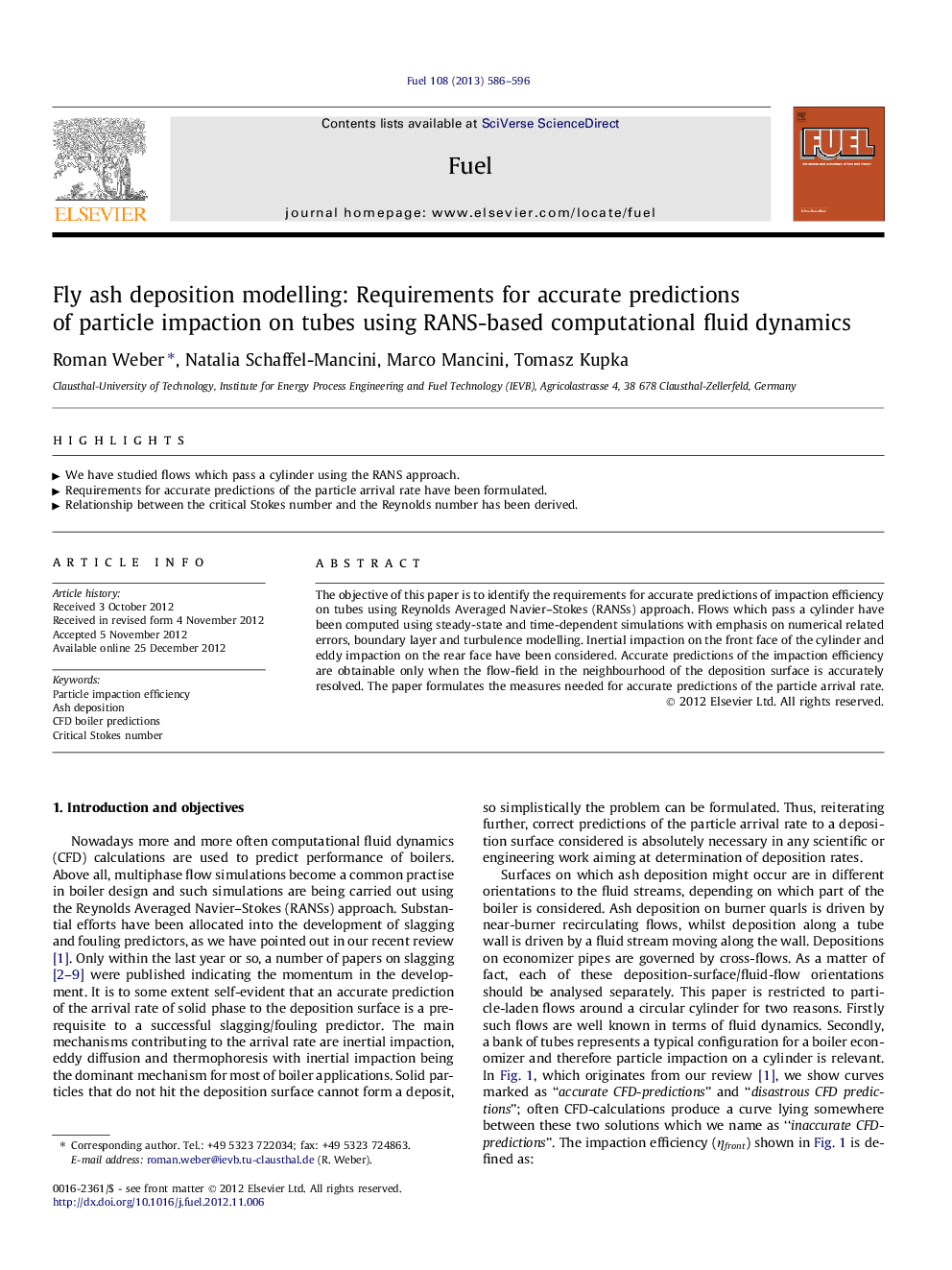 Fly ash deposition modelling: Requirements for accurate predictions of particle impaction on tubes using RANS-based computational fluid dynamics