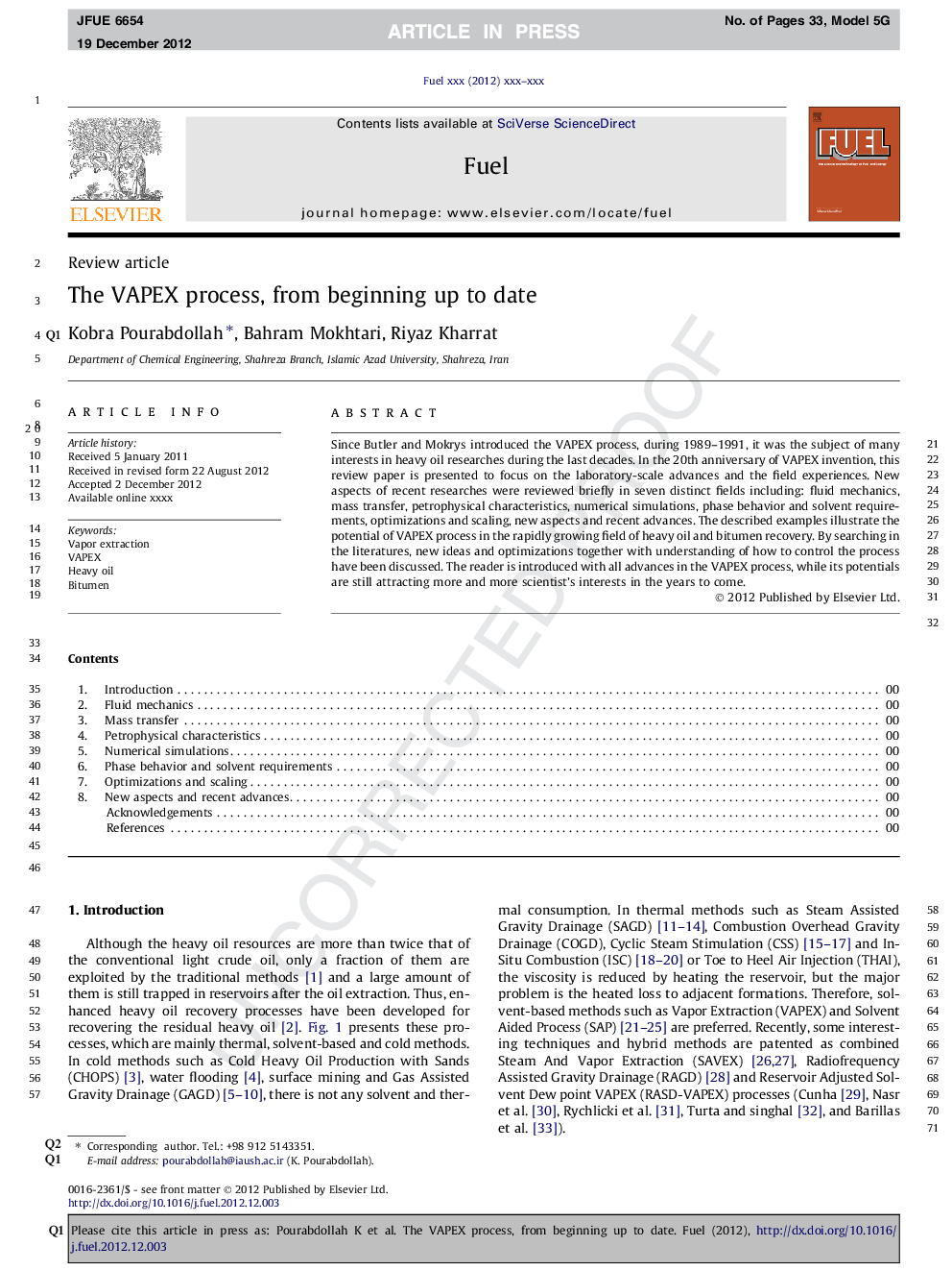 The VAPEX process, from beginning up to date