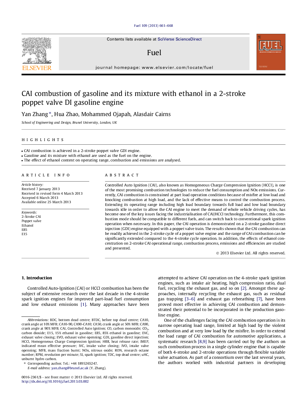 CAI combustion of gasoline and its mixture with ethanol in a 2-stroke poppet valve DI gasoline engine