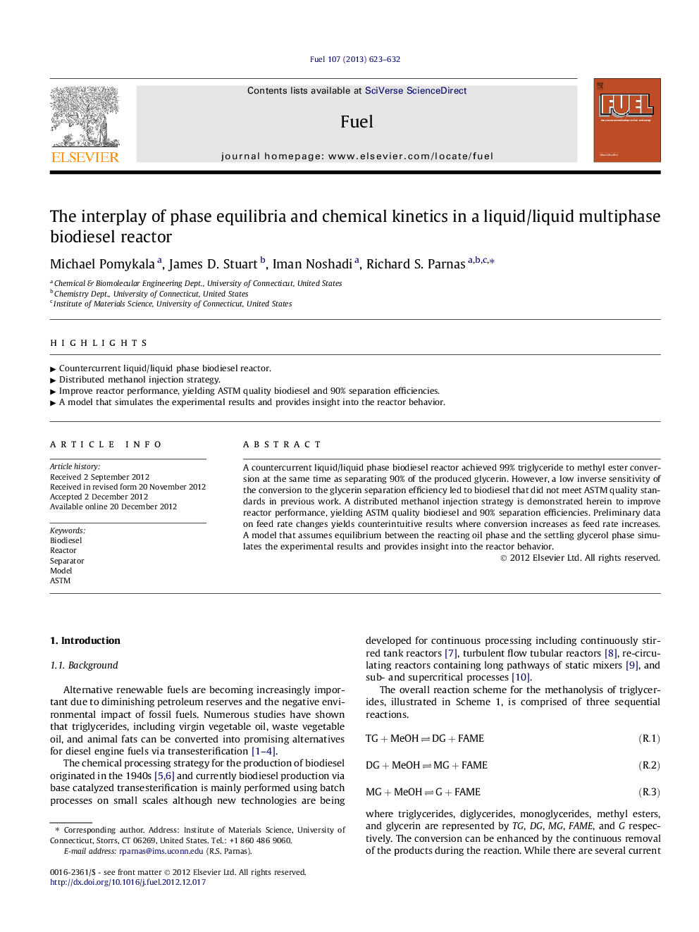 The interplay of phase equilibria and chemical kinetics in a liquid/liquid multiphase biodiesel reactor