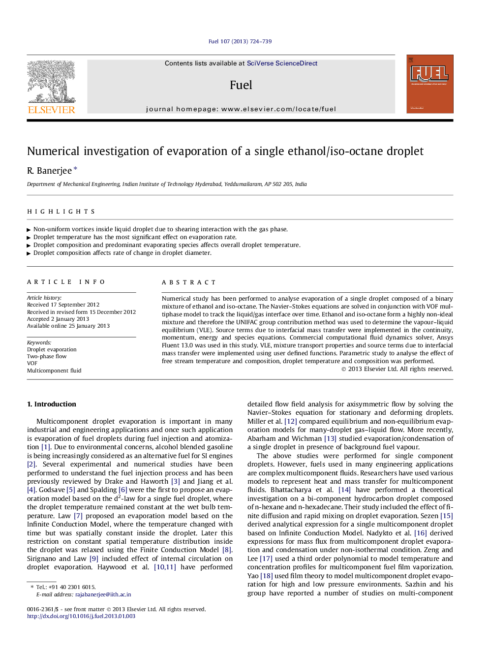 Numerical investigation of evaporation of a single ethanol/iso-octane droplet