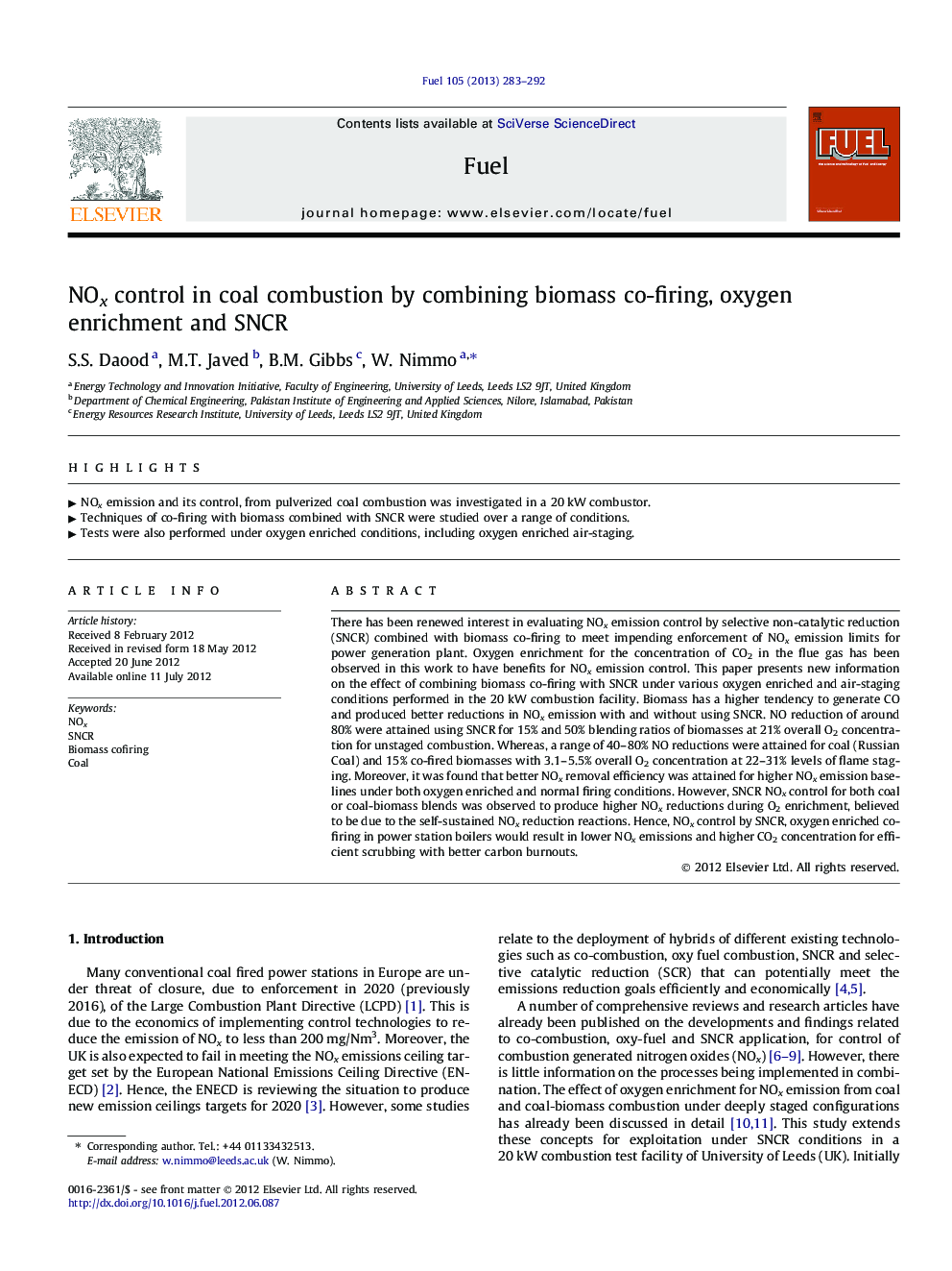 NOx control in coal combustion by combining biomass co-firing, oxygen enrichment and SNCR