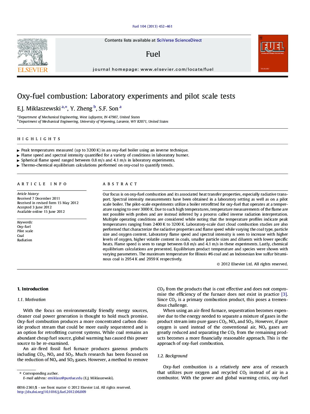 Oxy-fuel combustion: Laboratory experiments and pilot scale tests